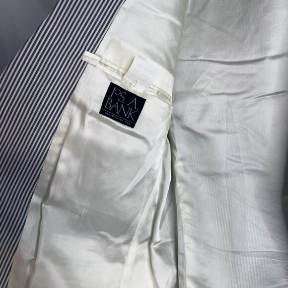 Jos A Bank Seersucker Striped 100% Cotton Blazer Preppy Single Breasted Size 43R - Picture 8 of 12